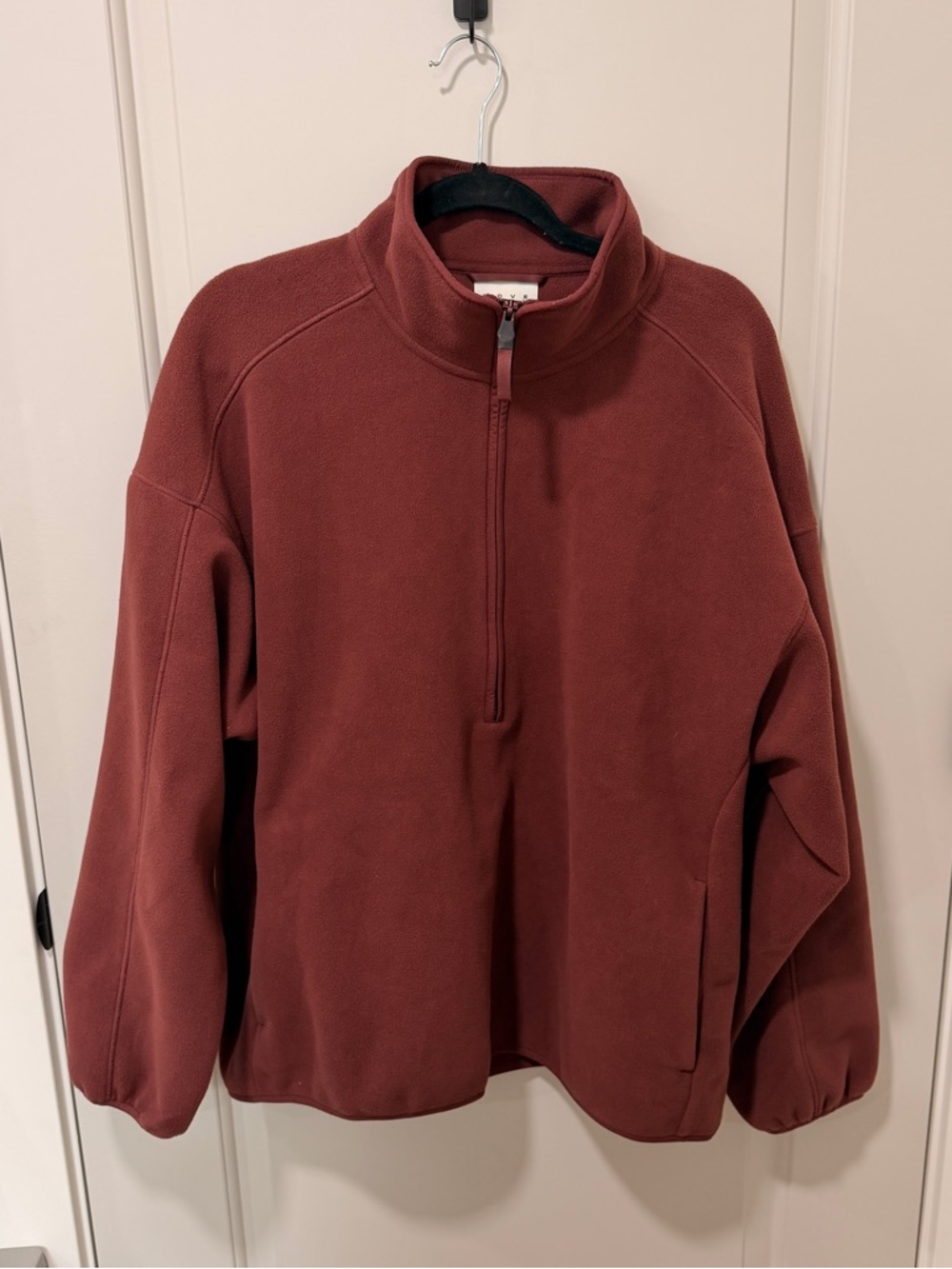 Oversized Rust Red Half-Zip Fleece Pullover